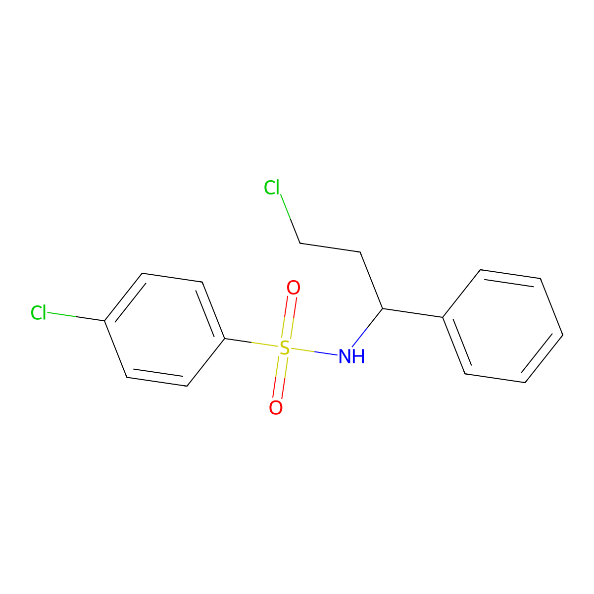 4-chloro-N-(3-chloro-1-phenylpropyl)benzene-1-sulfonamide molecular structure, CAS 857041-71-5