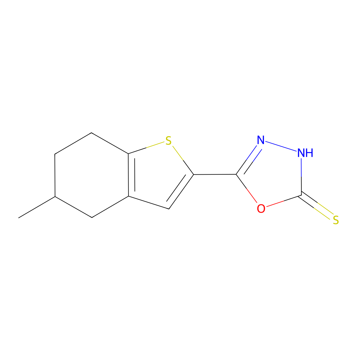 5-(5-Methyl-4,5,6,7-tetrahydro-1-benzothiophen-2-yl)-1,3,4-oxadiazole-2-thiol molecular structure, CAS 857041-72-6