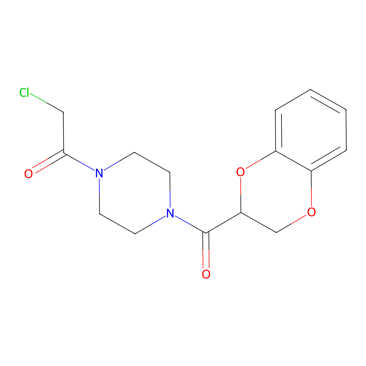 1-(Chloroacetyl)-4-(2,3-dihydro-1,4-benzodioxin-2-ylcarbonyl)piperazine molecular structure, CAS 857041-80-6