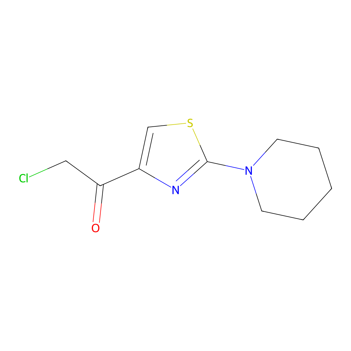 2-Chloro-1-[2-(piperidin-1-yl)-1,3-thiazol-4-yl]ethan-1-one molecular structure, CAS 857041-81-7