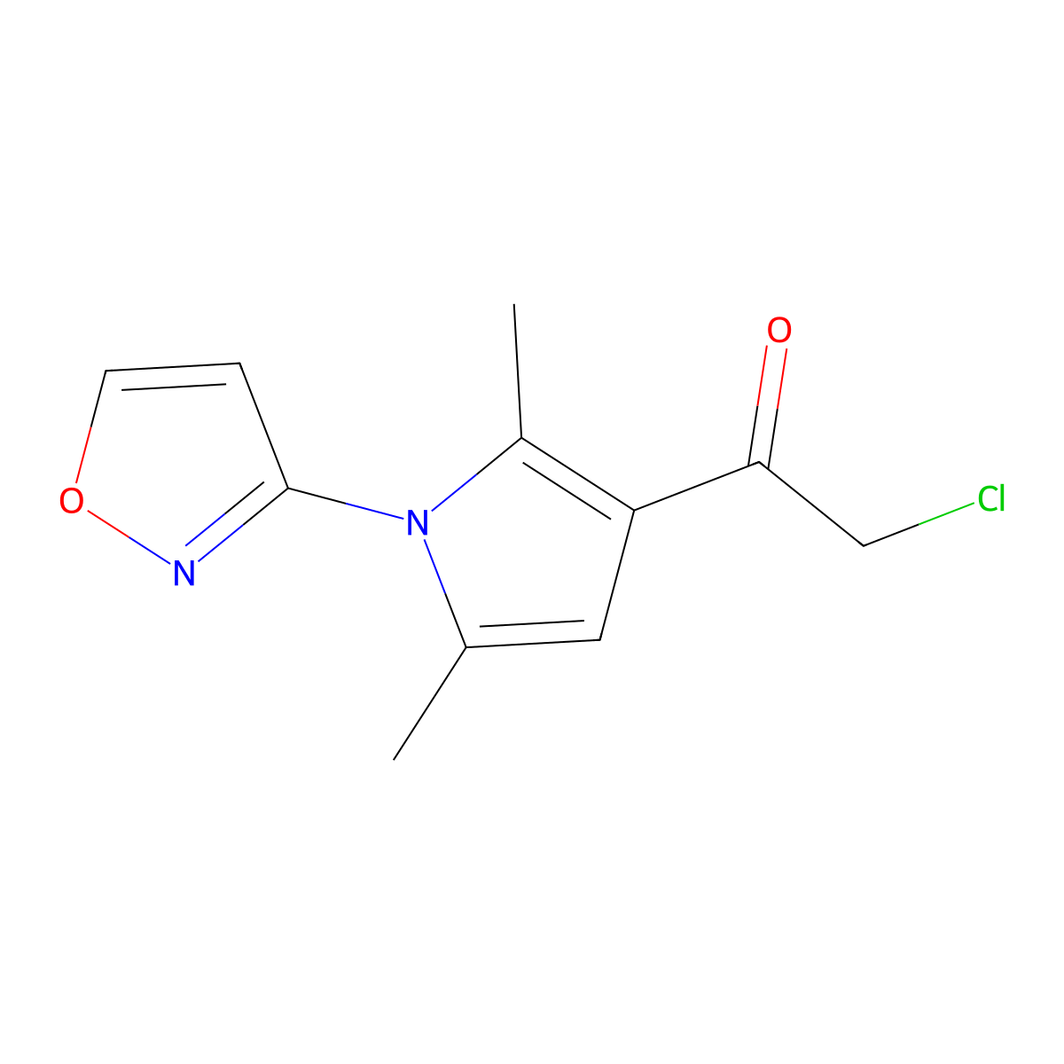 2-chloro-1-[2,5-dimethyl-1-(1,2-oxazol-3-yl)-1H-pyrrol-3-yl]ethan-1-one molecular structure, CAS 857041-83-9