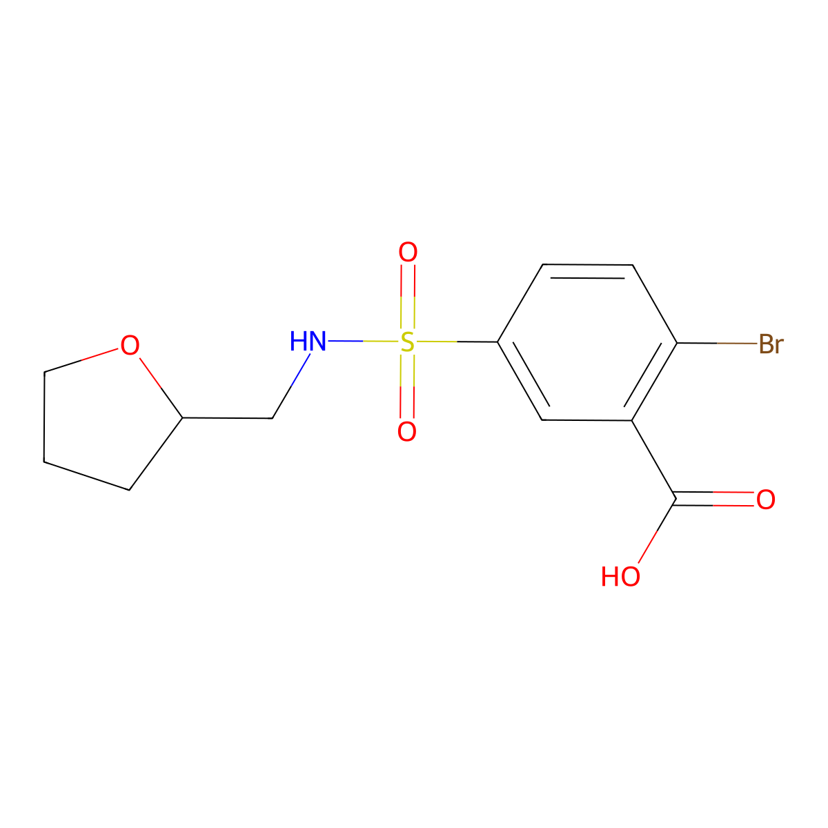 2-Bromo-5-[(oxolan-2-ylmethyl)sulfamoyl]benzoic acid molecular structure, CAS 857041-84-0