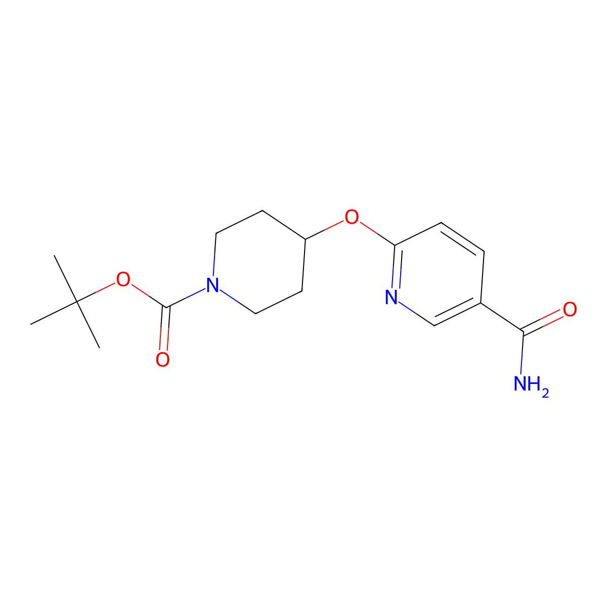 tert-Butyl 4-[(5-carbamoylpyridin-2-yl)oxy]piperidine-1-carboxylate molecular structure, CAS 857048-68-1