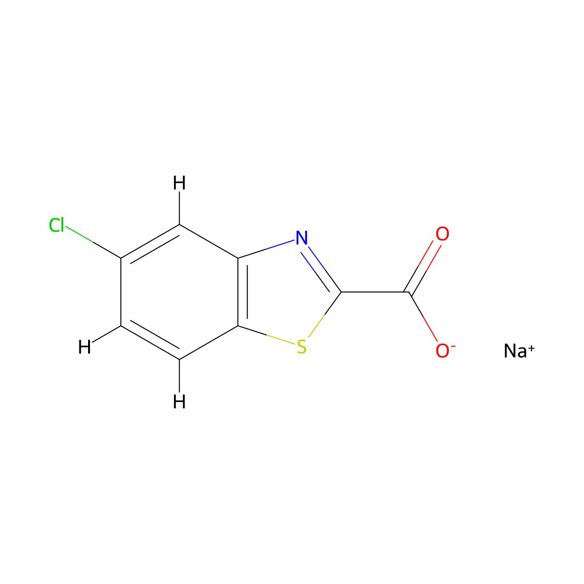 Sodium 5-chloro-1,3-benzothiazole-2-carboxylate molecular structure, CAS 857081-42-6
