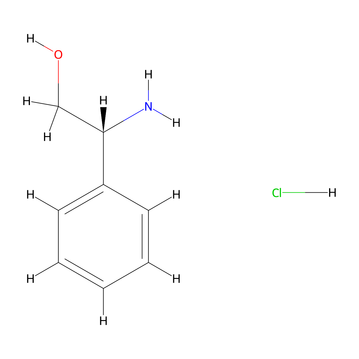 (R)-2-Amino-2-phenylethan-1-ol hydrochloride molecular structure, CAS 85711-12-2