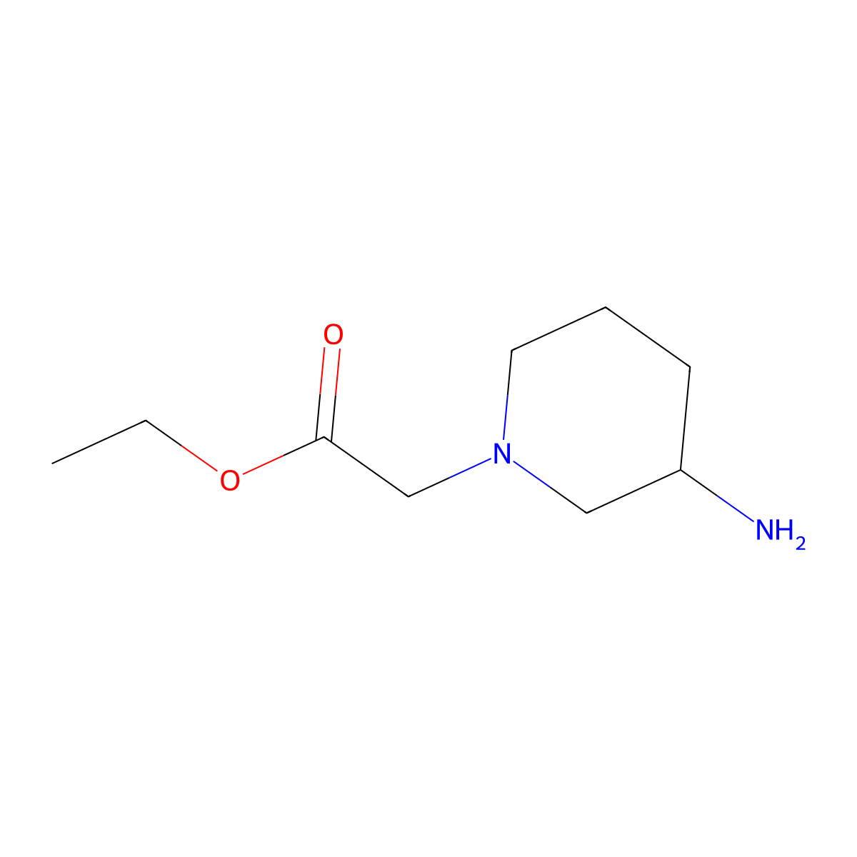 Ethyl 2-(3-aminopiperidin-1-yl)acetate molecular structure, CAS 857189-96-9