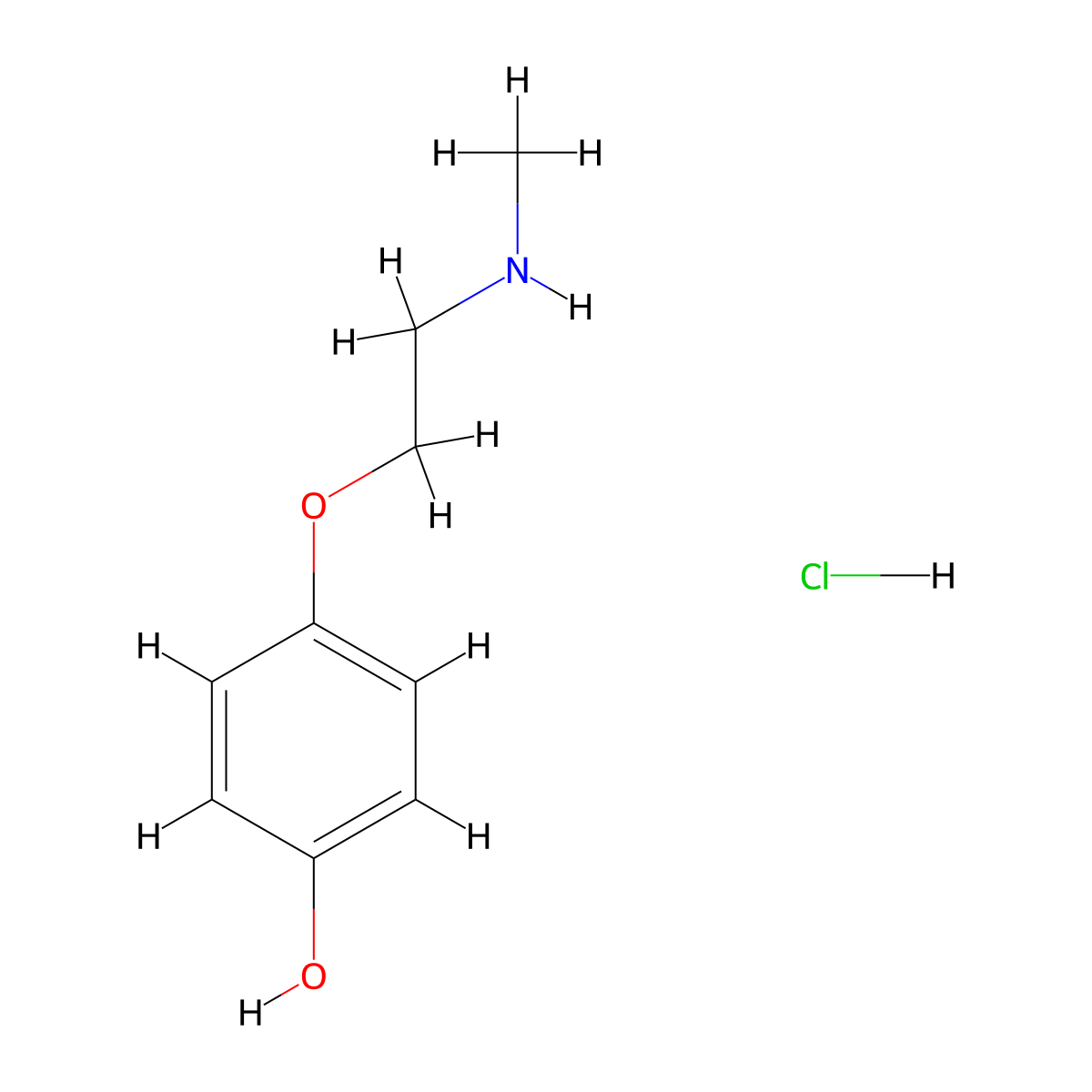 4-[2-(Methylamino)ethoxy]phenol hydrochloride molecular structure, CAS 857198-87-9