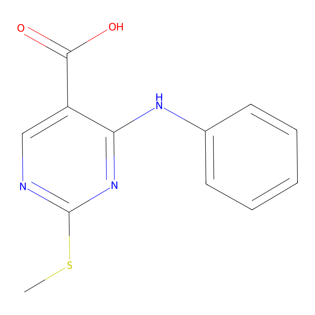4-Anilino-2-(methylthio)pyrimidine-5-carboxylic acid molecular structure, CAS 857200-26-1