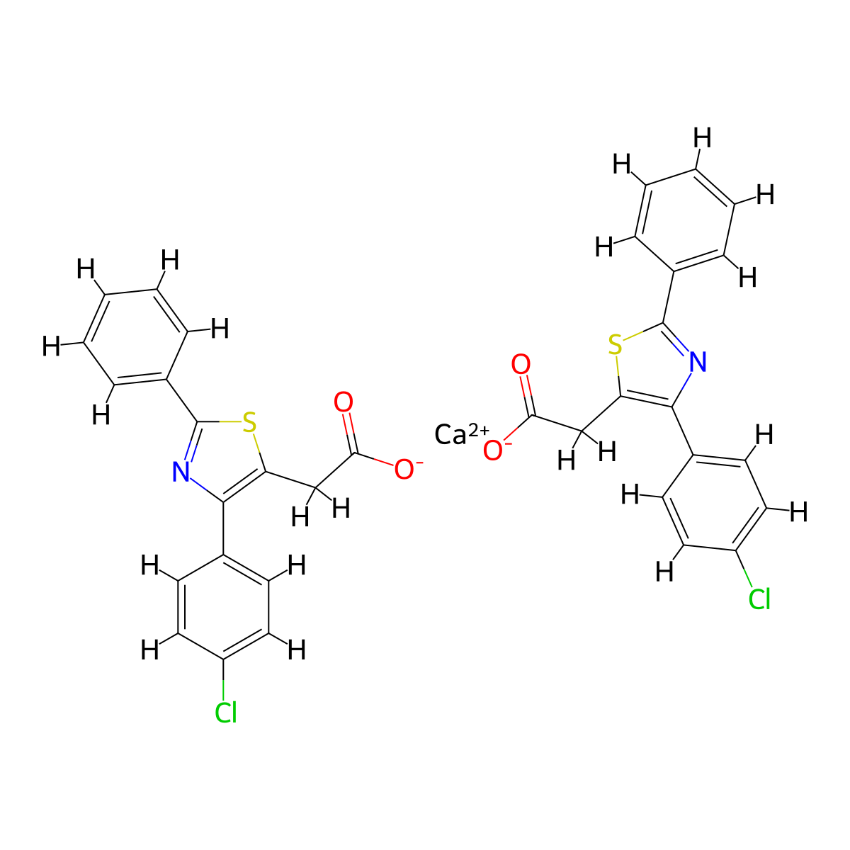 Fentiazac calcium molecular structure, CAS 85721-24-0