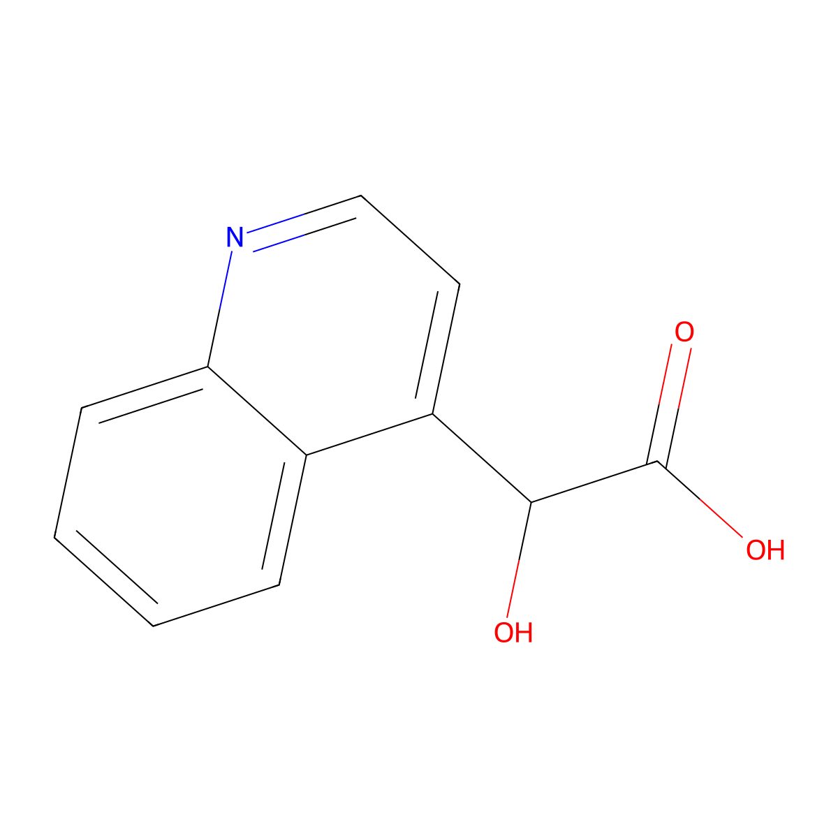 2-Hydroxy-2-(quinolin-4-yl)acetic acid molecular structure, CAS 857210-36-7
