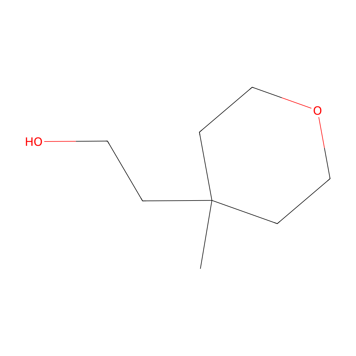 2-(4-Methyloxan-4-yl)ethan-1-ol molecular structure, CAS 857225-93-5