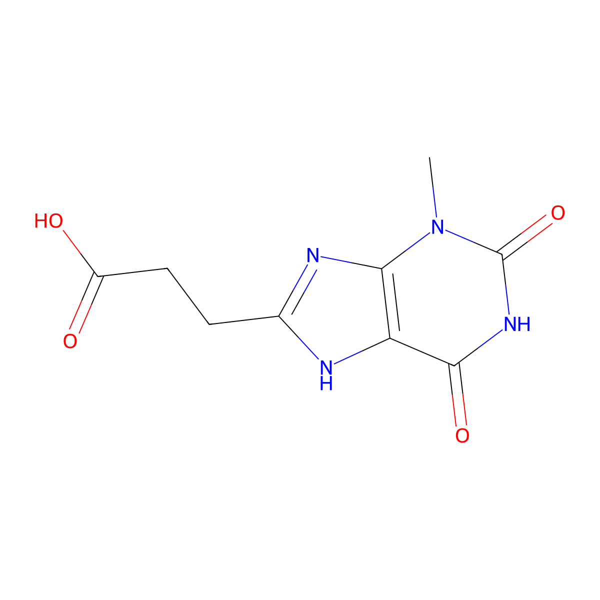 3-(3-methyl-2,6-dioxo-2,3,6,7-tetrahydro-1H-purin-8-yl)propanoic acid molecular structure, CAS 857228-20-7