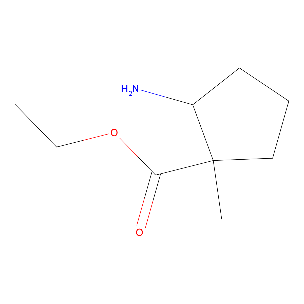 Ethyl 2-amino-1-methylcyclopentanecarboxylate molecular structure, CAS 85725-97-9