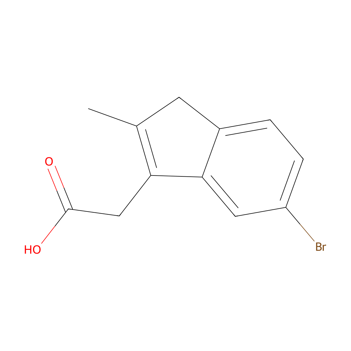 2-(6-bromo-2-methyl-3H-inden-1-yl)acetic acid molecular structure, CAS 857251-05-9