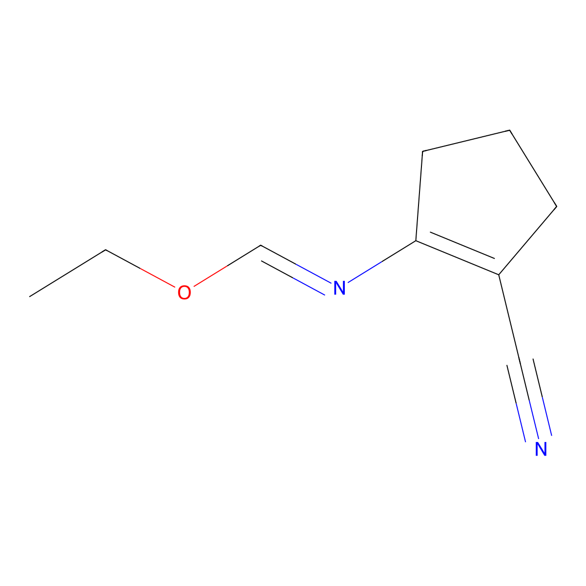 Ethyl (2-cyanocyclopent-1-en-1-yl)imidoformate molecular structure, CAS 857256-41-8