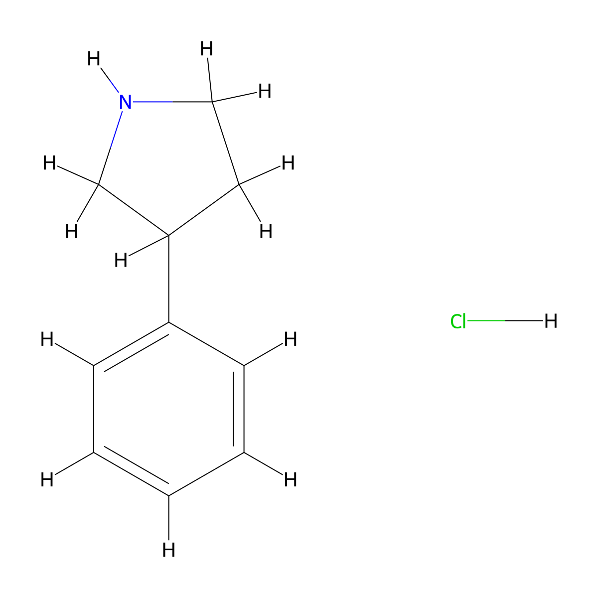 3-Phenylpyrrolidine hydrochloride molecular structure, CAS 857281-02-8