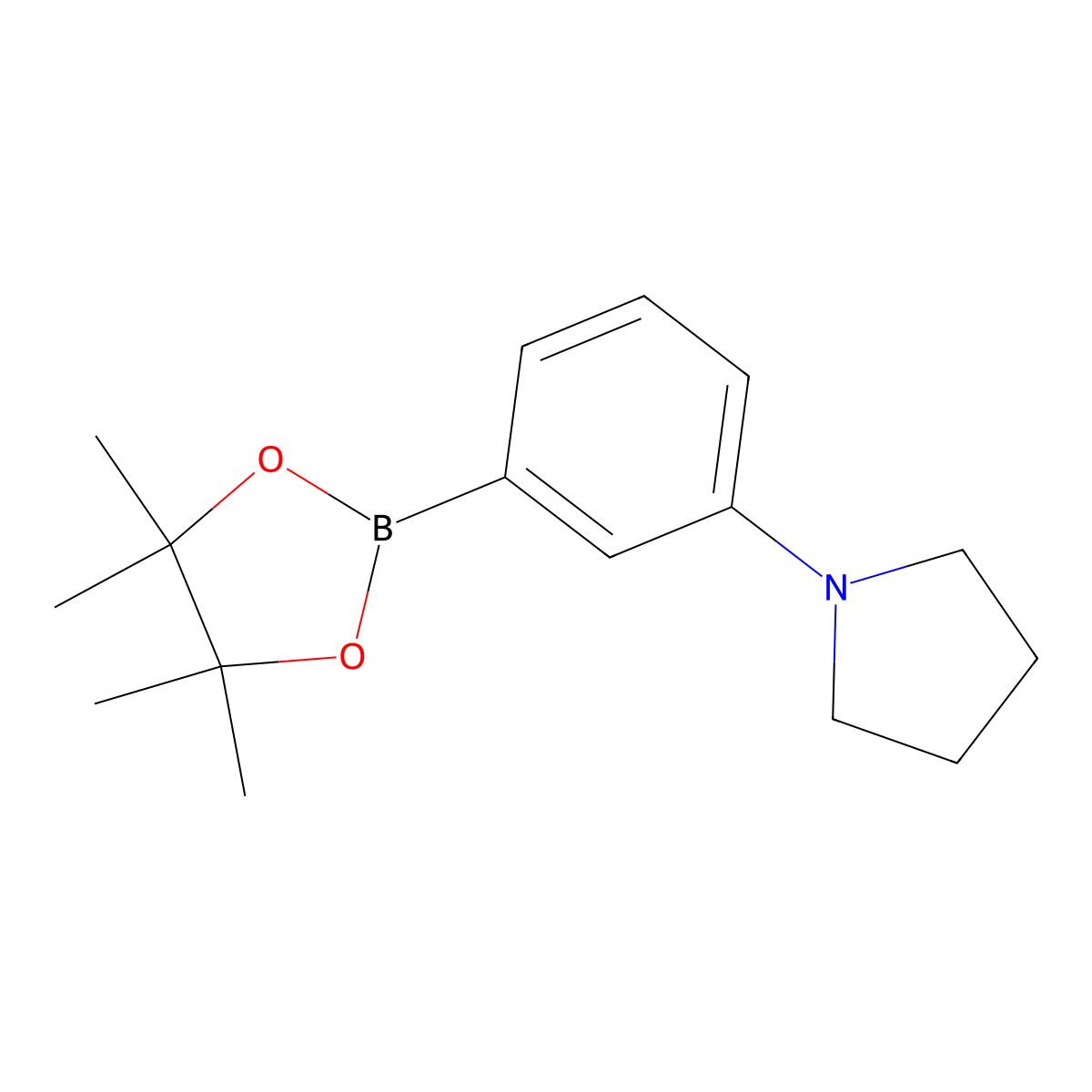 1-(3-(4,4,5,5-Tetramethyl-1,3,2-dioxaborolan-2-yl)phenyl)pyrrolidine molecular structure, CAS 857283-63-7