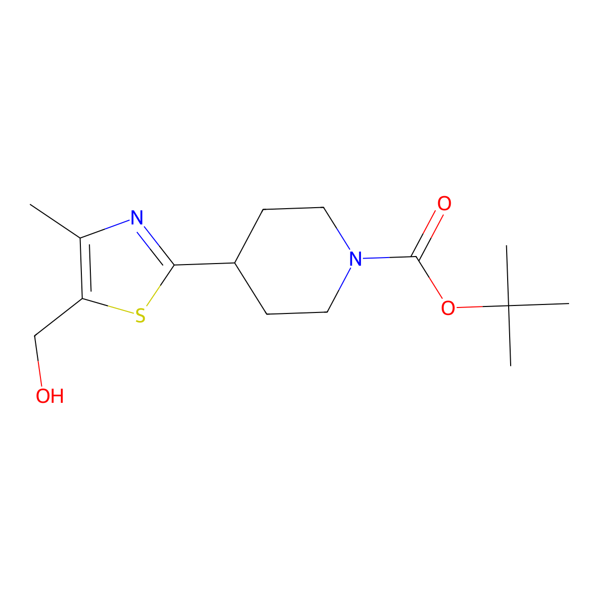 tert-Butyl 4-[5-(hydroxymethyl)-4-methyl-1,3-thiazol-2-yl]tetrahydro-1(2H)-pyridinecarboxylate molecular structure, CAS 857283-66-0