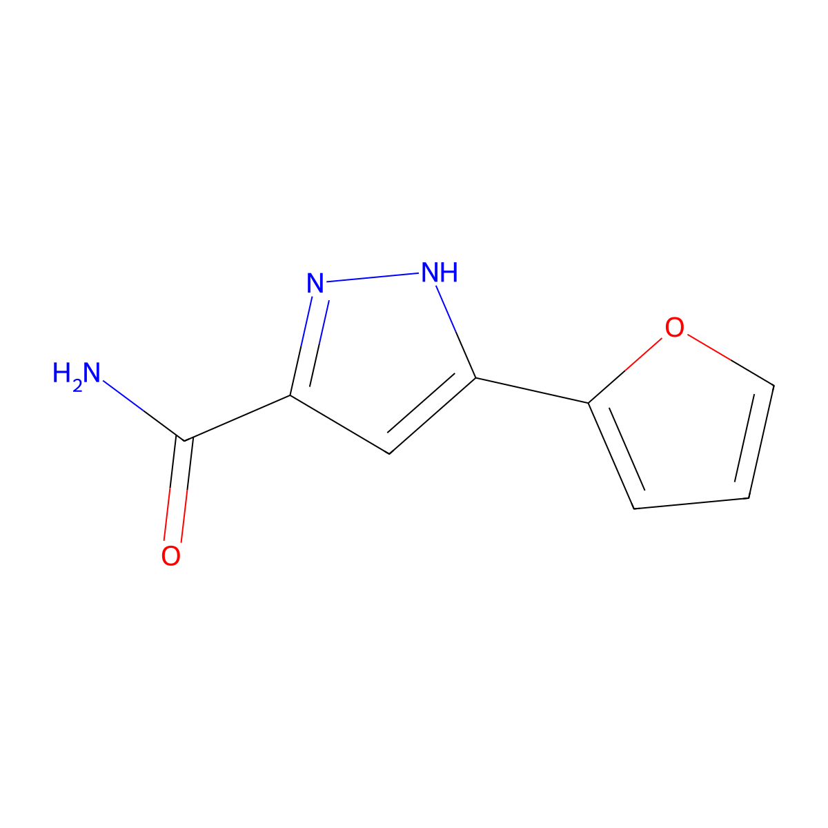 5-(2-furyl)-1H-pyrazole-3-carboxamide molecular structure, CAS 857283-79-5