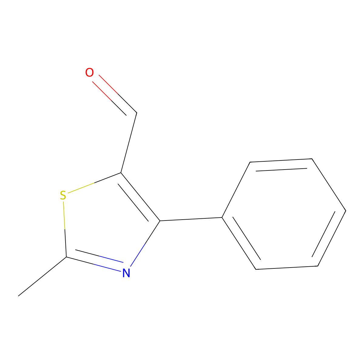 2-Methyl-4-phenyl-1,3-thiazole-5-carboxaldehyde molecular structure, CAS 857284-11-8