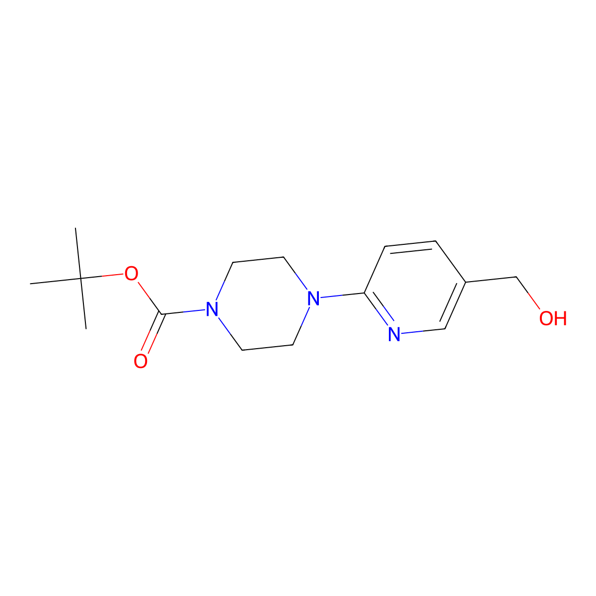 Tert-butyl 4-[5-(hydroxymethyl)pyridin-2-yl]piperazine-1-carboxylate molecular structure, CAS 857284-20-9