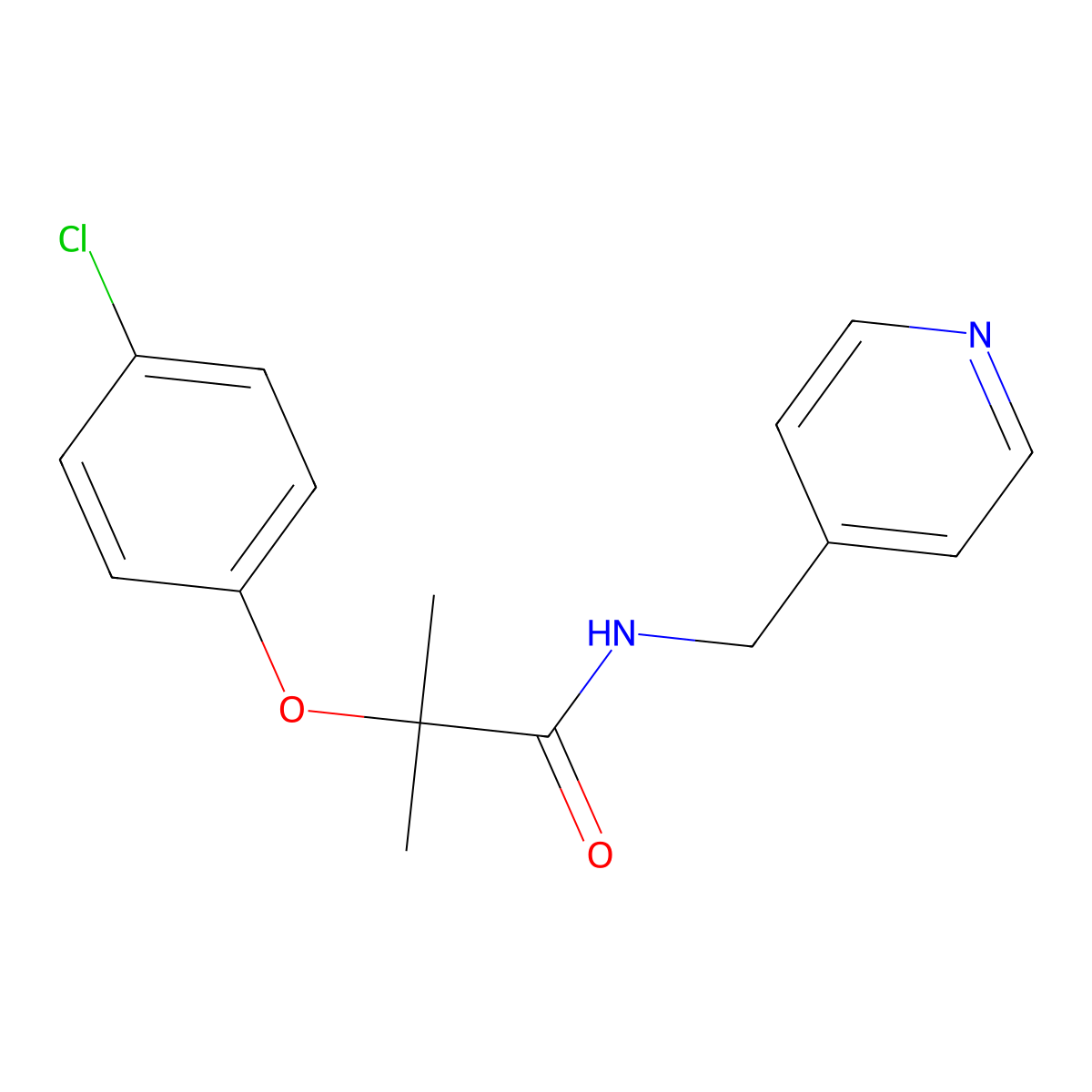 2-(4-chlorophenoxy)-2-methyl-N-(pyridin-4-ylmethyl)propanamide molecular structure, CAS 85730-10-5