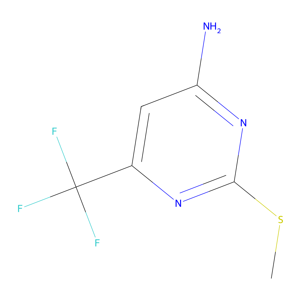 2-(Methylthio)-6-(trifluoromethyl)pyrimidin-4-amine molecular structure, CAS 85730-32-1