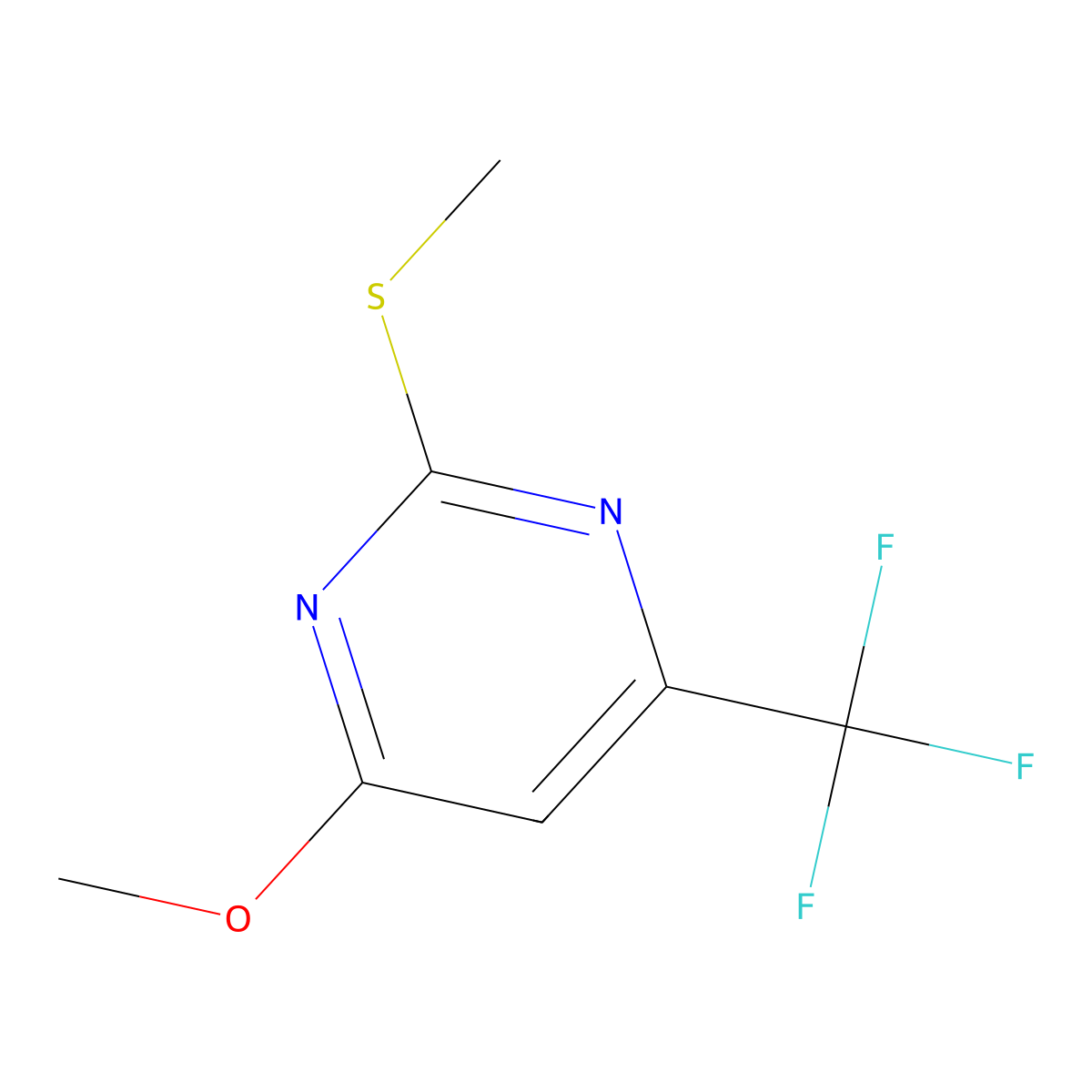 4-Methoxy-2-(methylsulfanyl)-6-(trifluoromethyl)pyrimidine molecular structure, CAS 85730-33-2