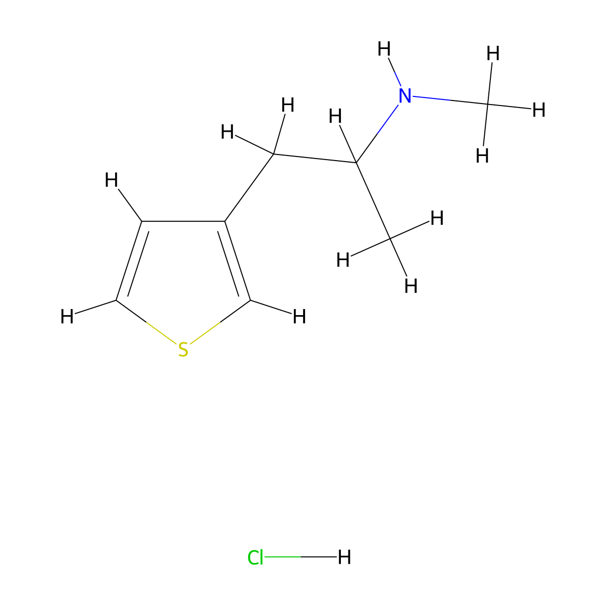 Methyl[1-(thiophen-3-yl)propan-2-yl]amine hydrochloride molecular structure, CAS 857361-90-1