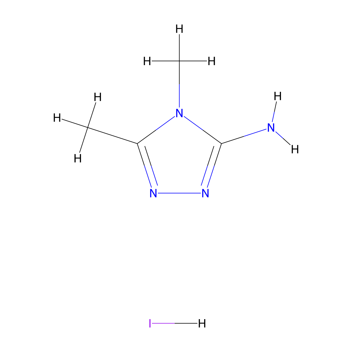 dimethyl-4H-1,2,4-triazol-3-amine hydroiodide molecular structure, CAS 857371-43-8