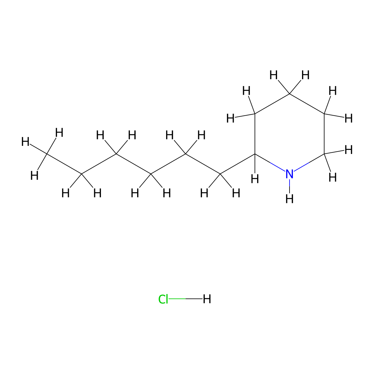2-Hexylpiperidine hydrochloride molecular structure, CAS 857381-43-2