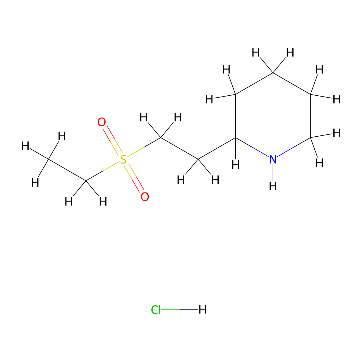 2-[2-(Ethanesulfonyl)ethyl]piperidine hydrochloride molecular structure, CAS 857381-76-1