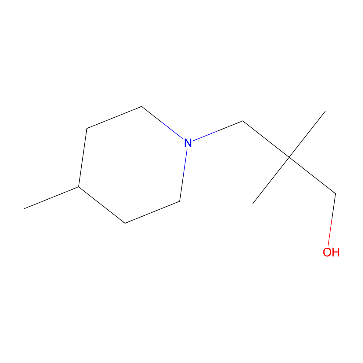 2,2-Dimethyl-3-(4-methyl-piperidin-1-yl)-propan-1-ol molecular structure, CAS 857384-46-4