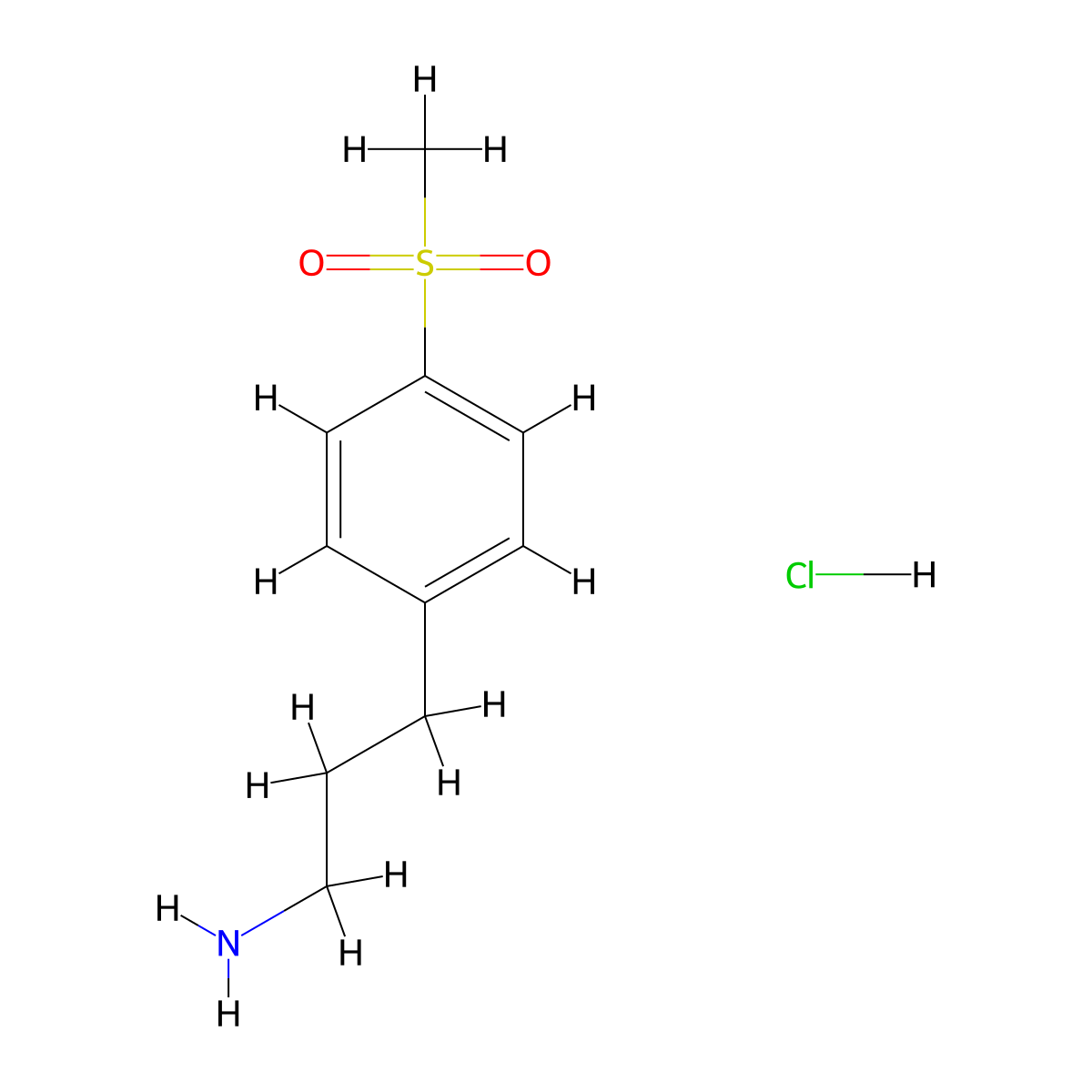 3-(4-(Methylsulfonyl)phenyl)propan-1-amine hydrochloride molecular structure, CAS 857392-90-6