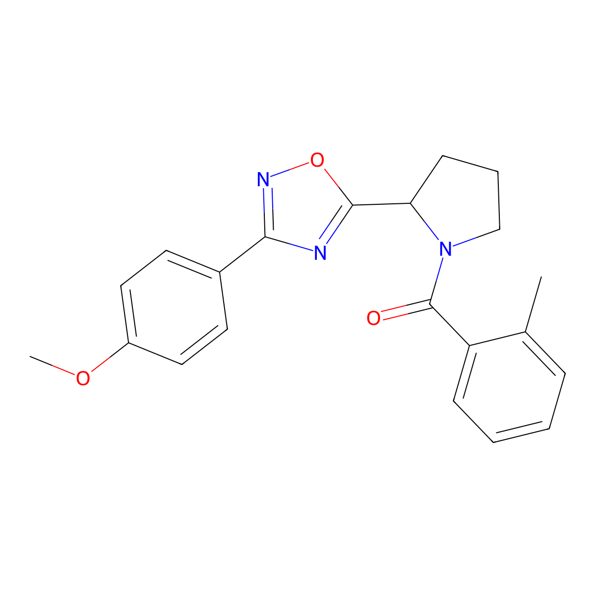 3-(4-Methoxyphenyl)-5-[1-(2-methylbenzoyl)pyrrolidin-2-yl]-1,2,4-oxadiazole molecular structure, CAS 857408-06-1