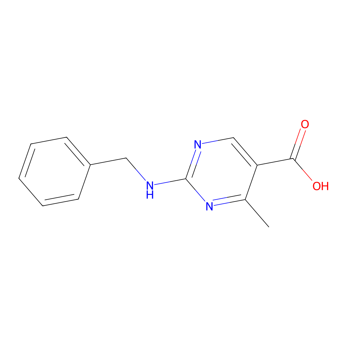 2-(Benzylamino)-4-methylpyrimidine-5-carboxylic acid molecular structure, CAS 857410-55-0