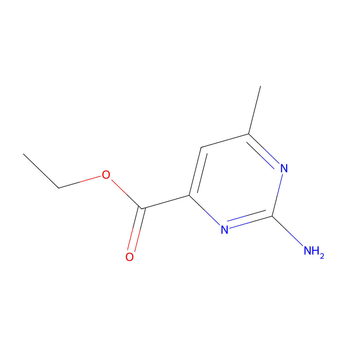 Ethyl 2-amino-6-methylpyrimidine-4-carboxylate molecular structure, CAS 857410-67-4