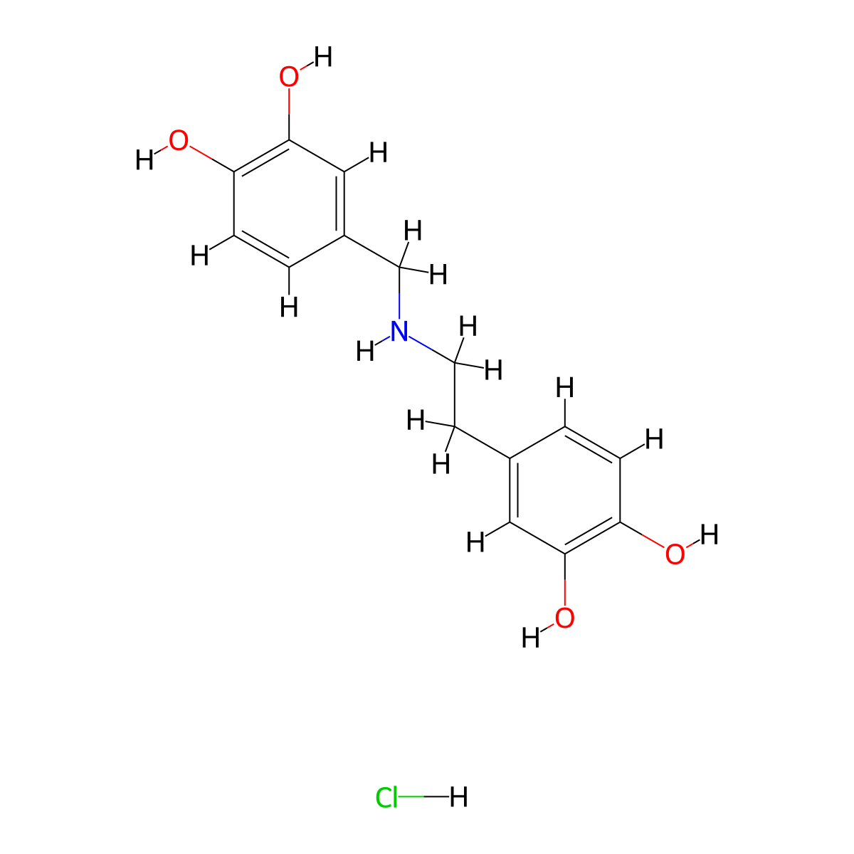 4-(2-{[(3,4-Dihydroxyphenyl)methyl]amino}ethyl)benzene-1,2-diol hydrochloride molecular structure, CAS 857417-16-4