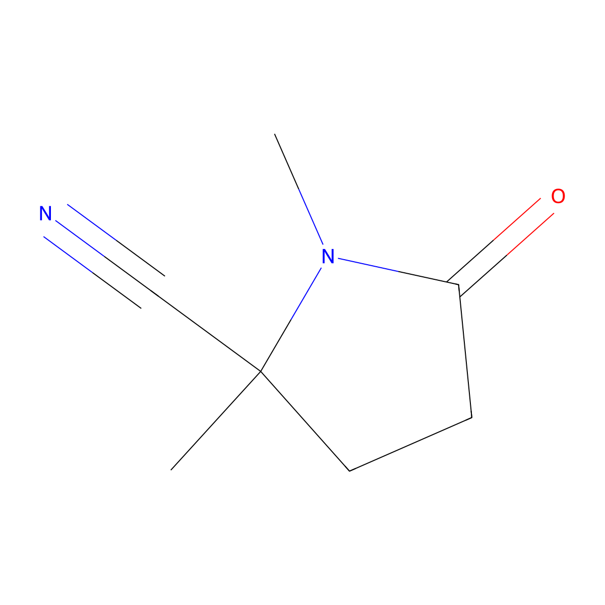 1,2-Dimethyl-5-oxopyrrolidine-2-carbonitrile molecular structure, CAS 857423-23-5