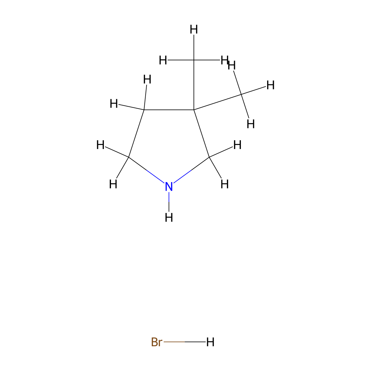 3,3-Dimethyl-pyrrolidine hydrobromide molecular structure, CAS 857423-44-0