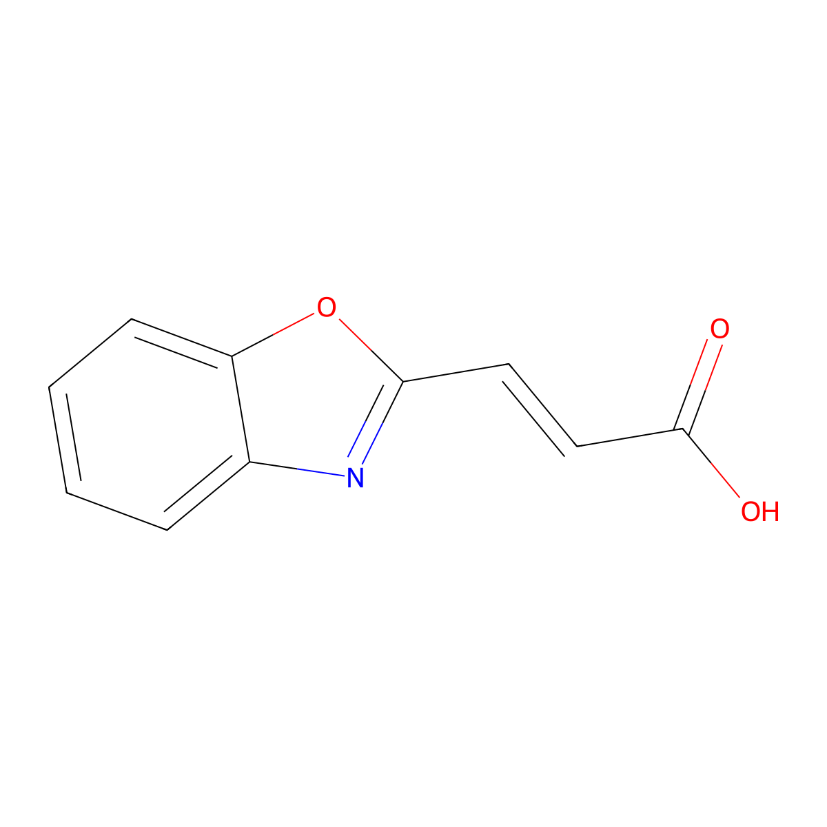(2E)-3-(1,3-benzoxazol-2-yl)prop-2-enoic acid molecular structure, CAS 85743-59-5