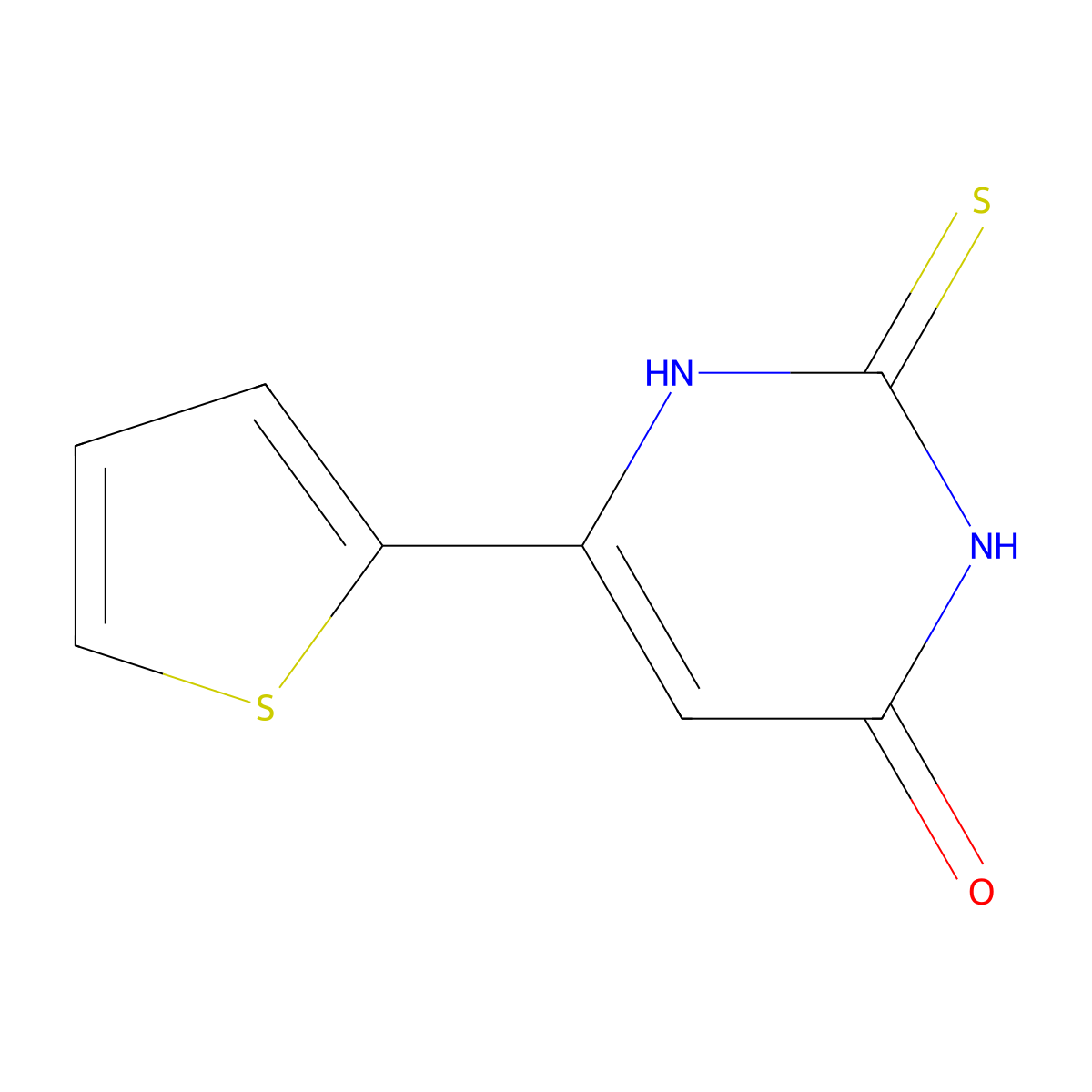 6-(2-thienyl)-2-thioxo-2,3-dihydropyrimidin-4(1{H})-one molecular structure, CAS 857475-68-4