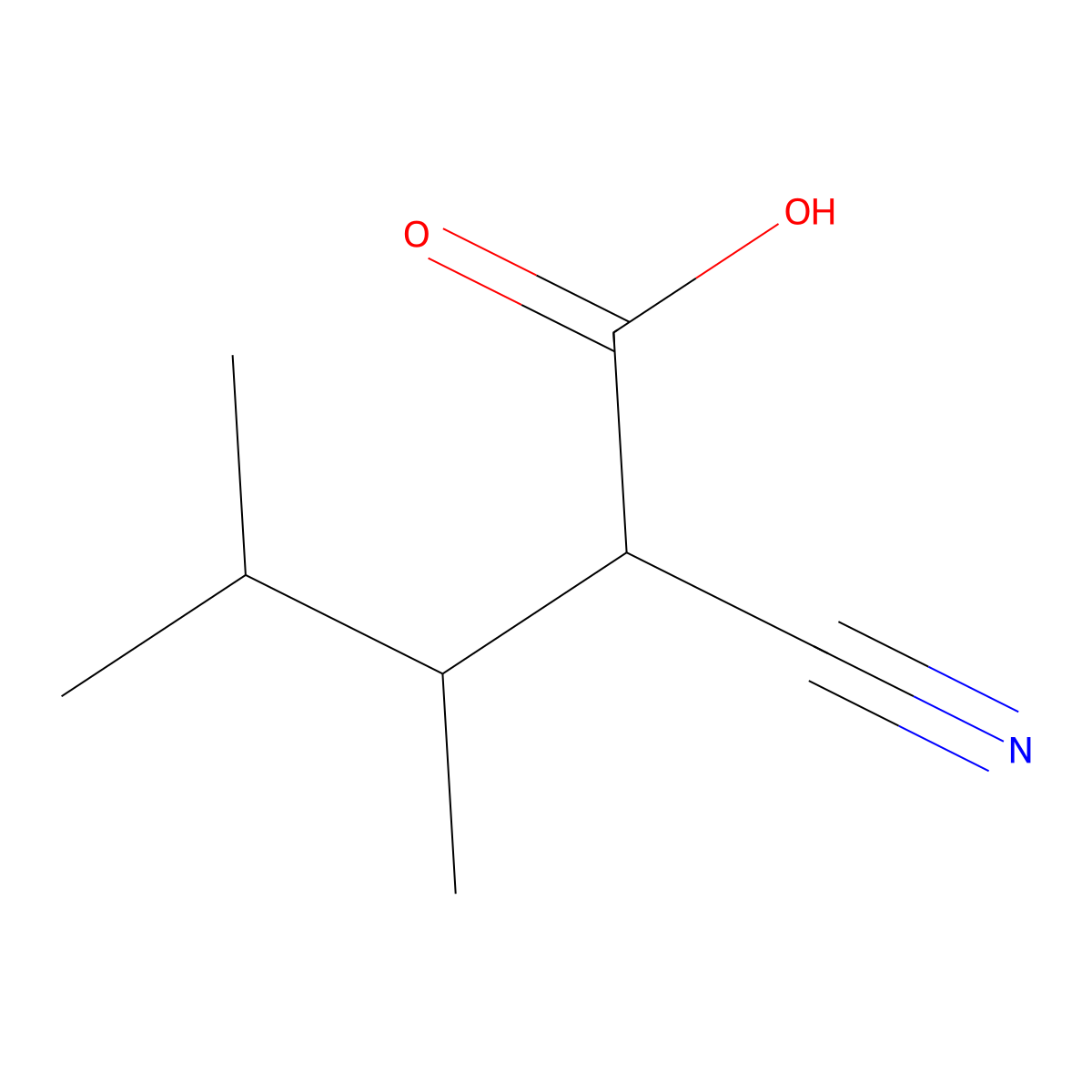 2-Cyano-3,4-dimethylpentanoic acid molecular structure, CAS 857480-70-7