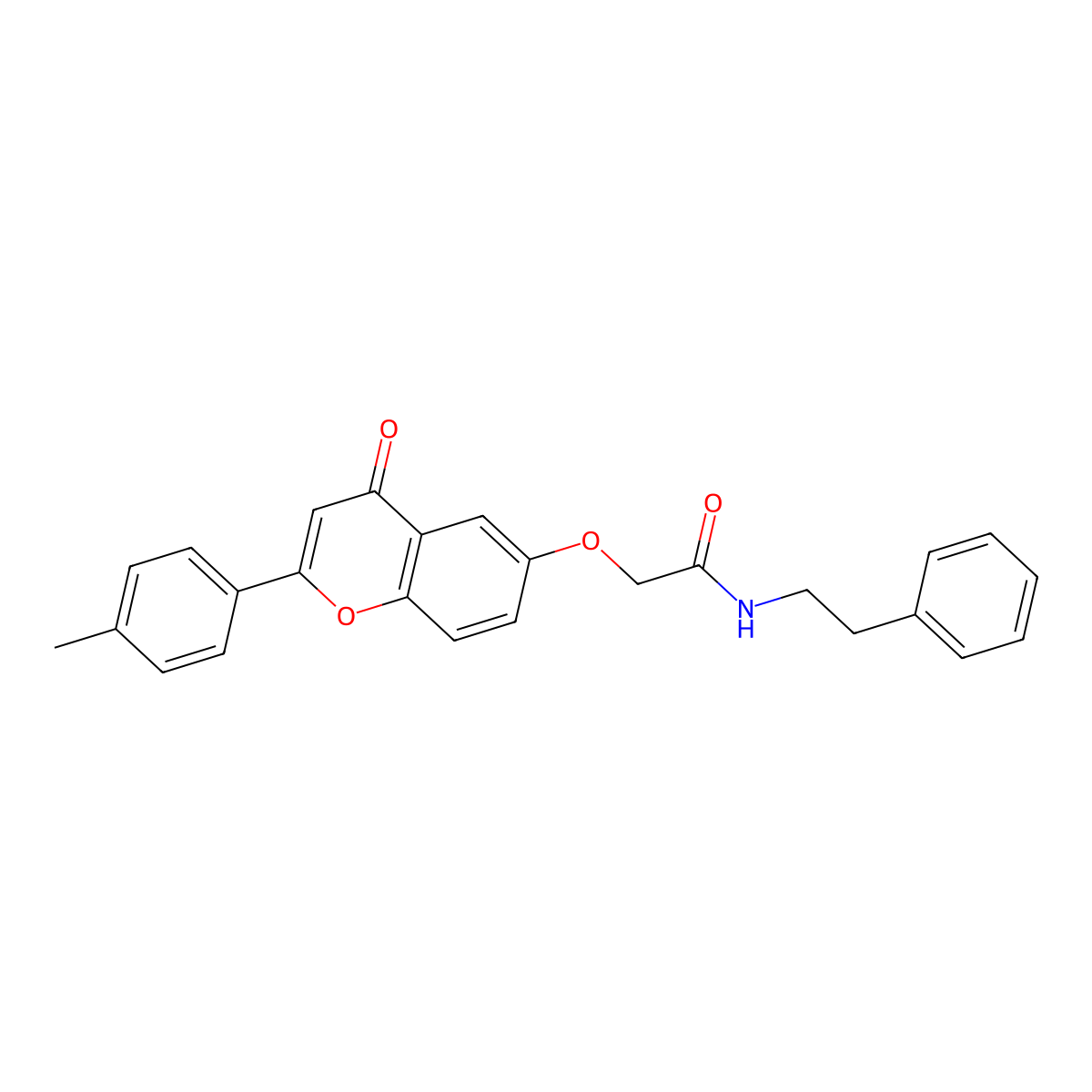 2-{[2-(4-methylphenyl)-4-oxo-4H-chromen-6-yl]oxy}-N-(2-phenylethyl)acetamide molecular structure, CAS 857491-10-2