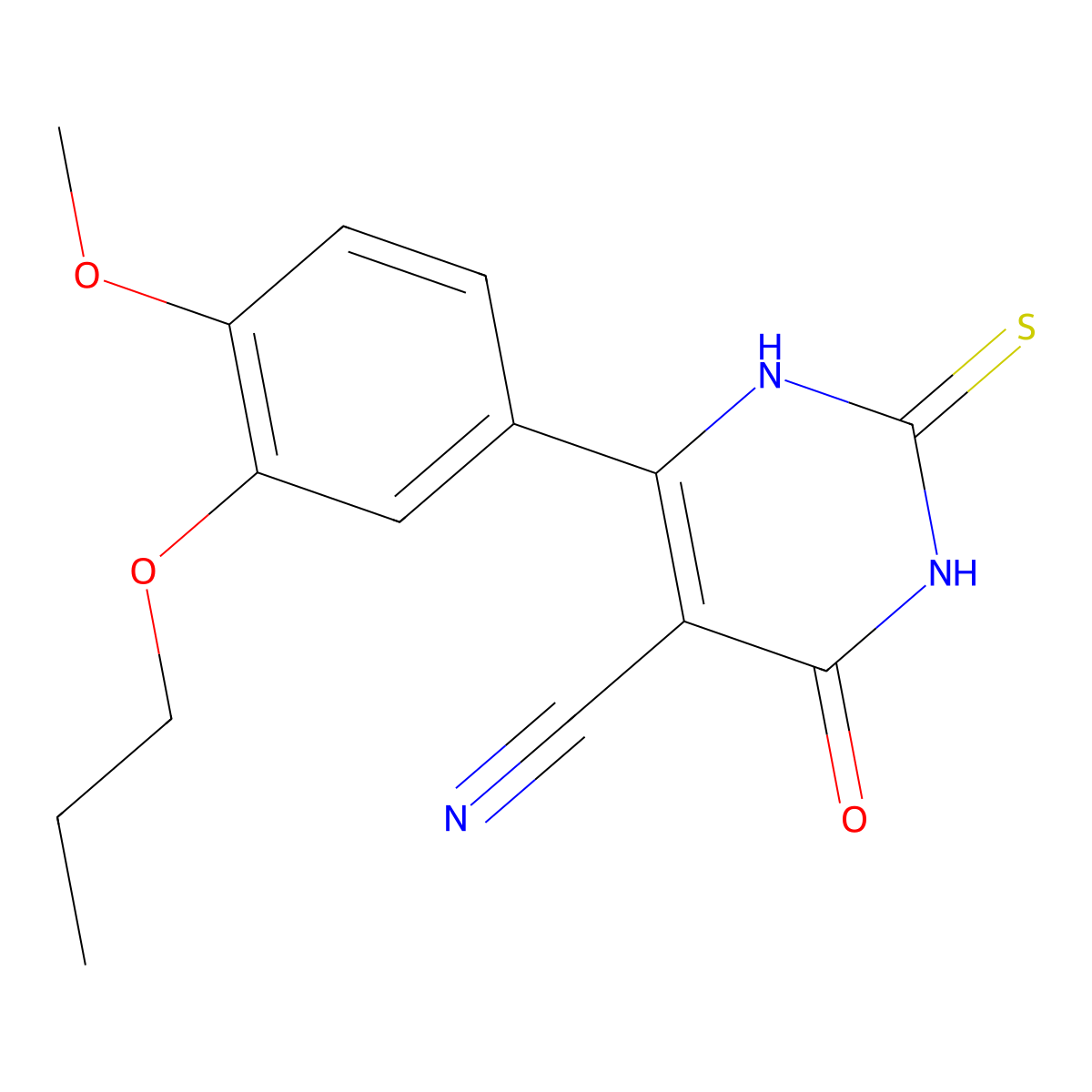 6-(4-methoxy-3-propoxyphenyl)-4-oxo-2-sulfanylidene-1H-pyrimidine-5-carbonitrile molecular structure, CAS 857493-67-5