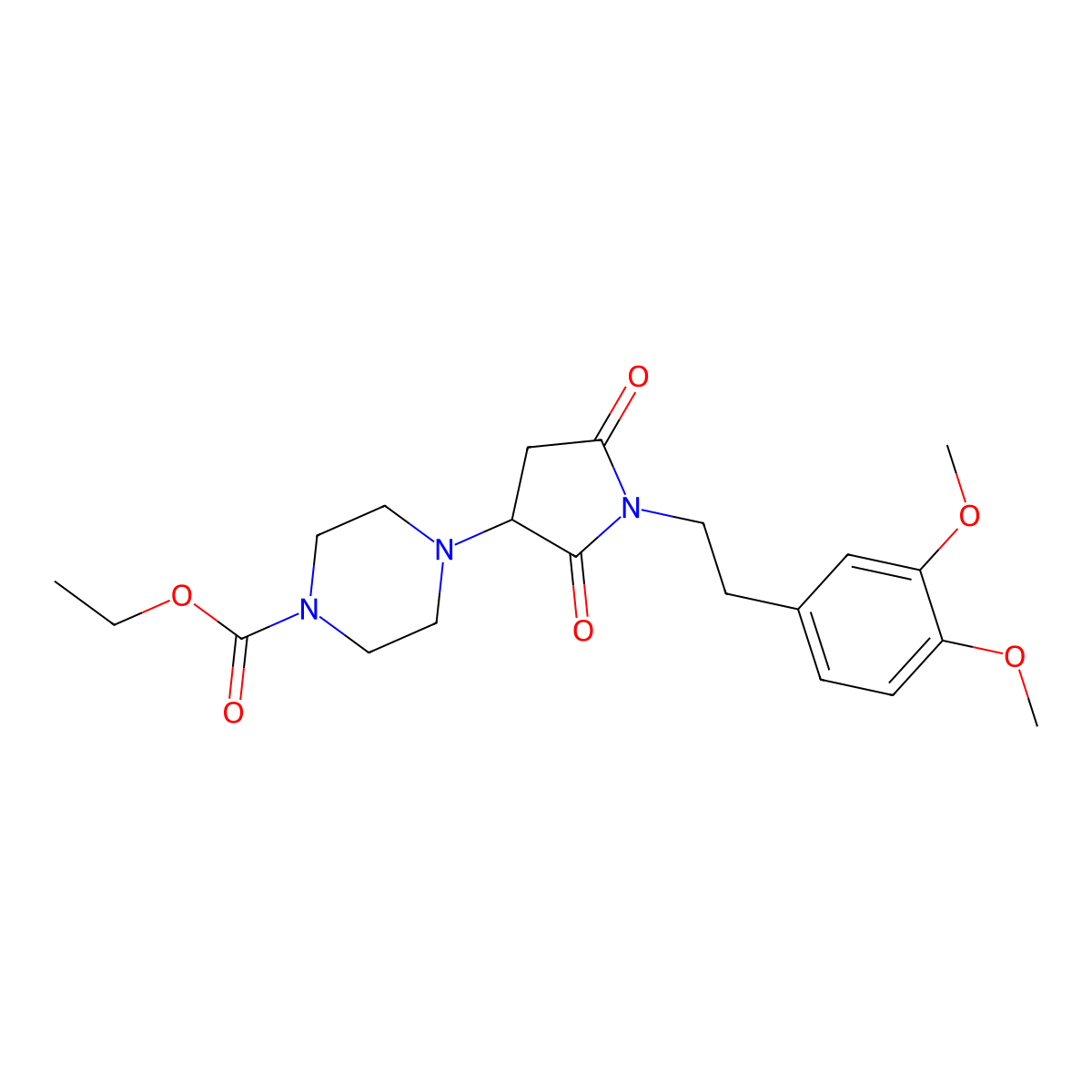 Ethyl 4-{1-[2-(3,4-dimethoxyphenyl)ethyl]-2,5-dioxopyrrolidin-3-yl}piperazine-1-carboxylate molecular structure, CAS 857494-04-3