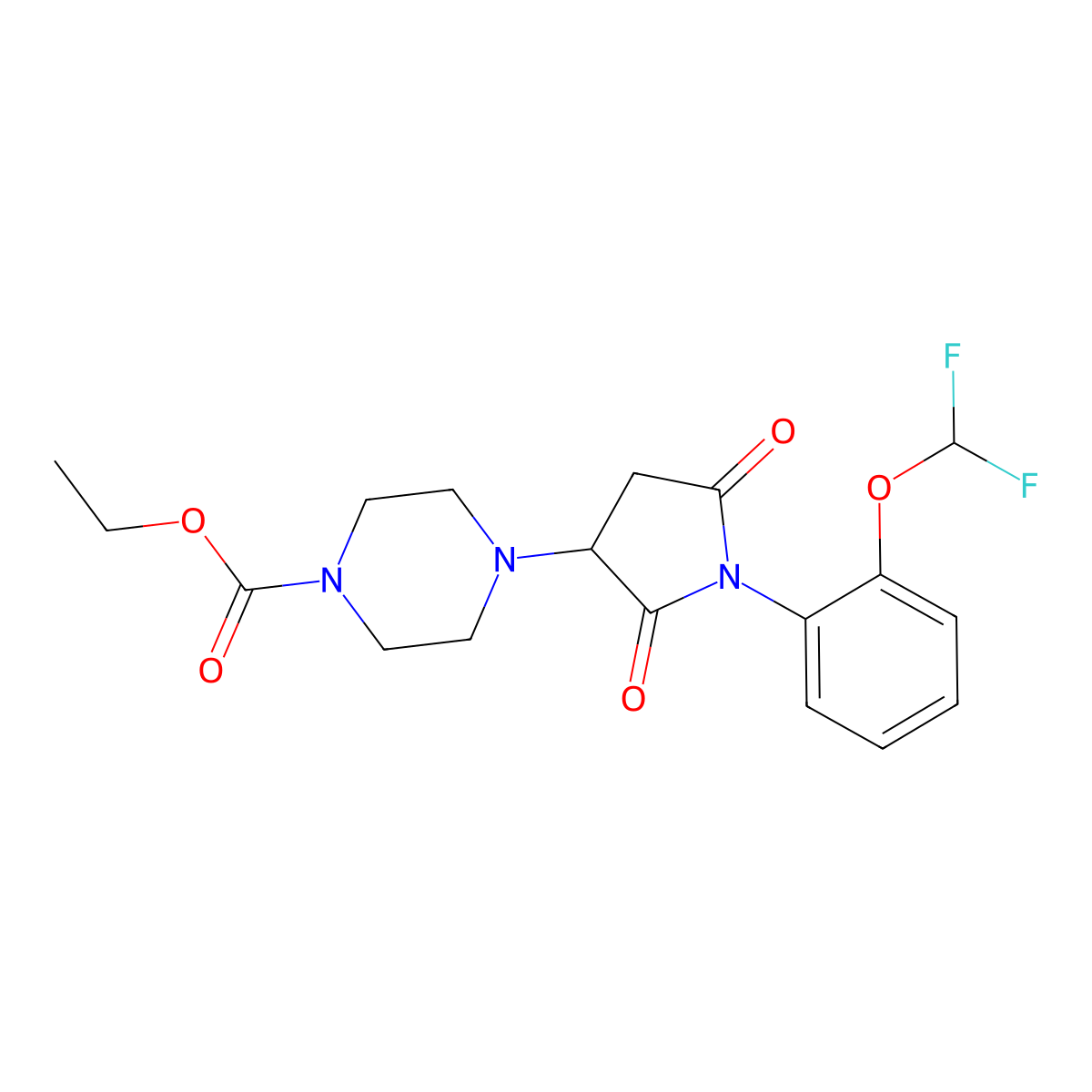 Ethyl 4-(1-(2-(difluoromethoxy)phenyl)-2,5-dioxopyrrolidin-3-yl)piperazine-1-carboxylate molecular structure, CAS 857494-07-6