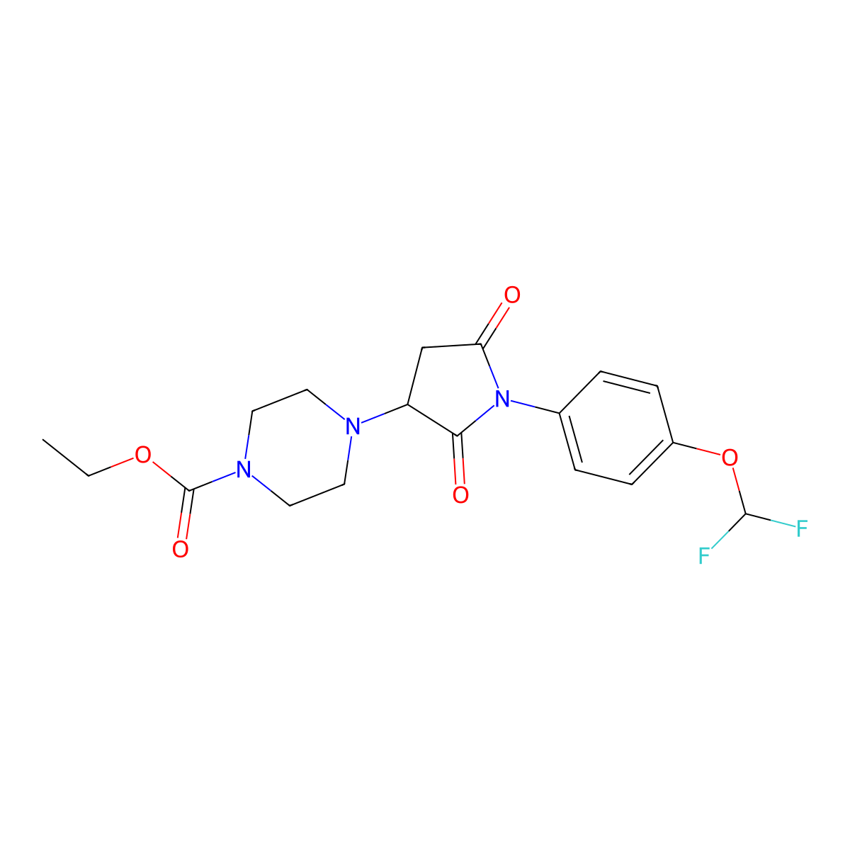 Ethyl 4-(1-(4-(difluoromethoxy)phenyl)-2,5-dioxopyrrolidin-3-yl)piperazine-1-carboxylate molecular structure, CAS 857494-10-1