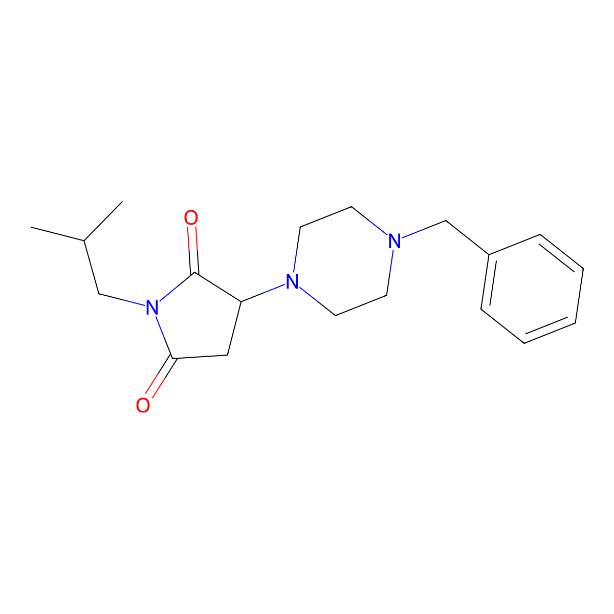 3-(4-Benzylpiperazin-1-yl)-1-(2-methylpropyl)pyrrolidine-2,5-dione molecular structure, CAS 857494-21-4