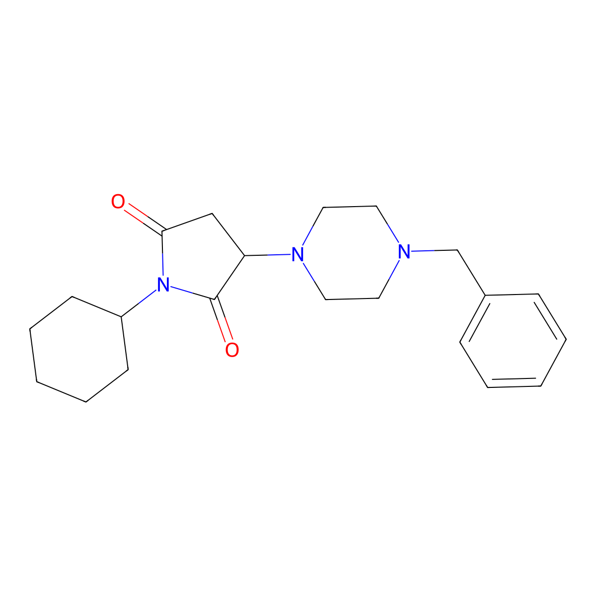 3-(4-Benzylpiperazin-1-yl)-1-cyclohexylpyrrolidine-2,5-dione molecular structure, CAS 857494-22-5